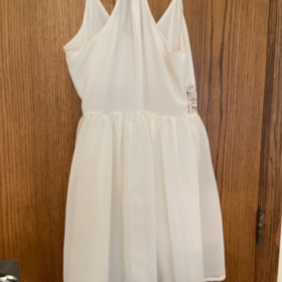 DEX White Chiffon Lace Button Dress - Picture 5 of 6